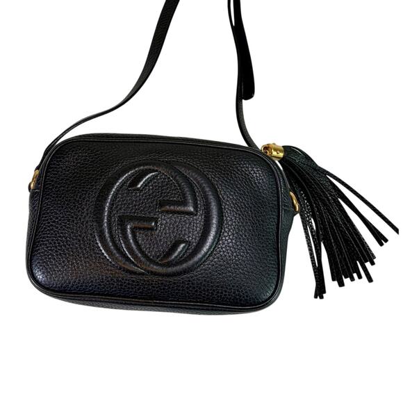 Gucci Handbags - Gucci Small Soho Flap Crossbody in Black Pebbled Calf Leather — EUC + COA